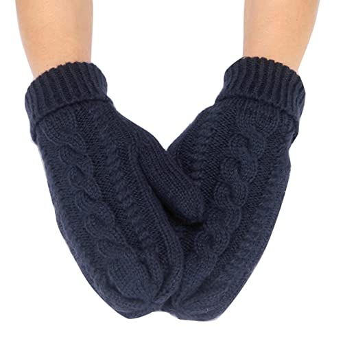 Guantes gruesos cálidos a de viento de punto de Color sólido a la para mujer Guantes Deportivos (Navy, One Size)