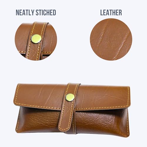 Image of Personalized Leather Goggle Cover | Custom Name | Unisex Faux Leather Eyewear Case with Button Closure | Travel-Friendly & Durable Sunglasses Holder for Men & Women
