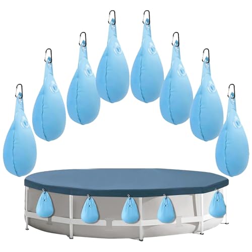 Bolsas de agua para piscina, 8 pesos de cierre de piscina resistentes, diseño de PVC grueso a prueba de fugas, anclajes de lona de invierno anticongelantes, para piscinas y tiendas de campaña al aire