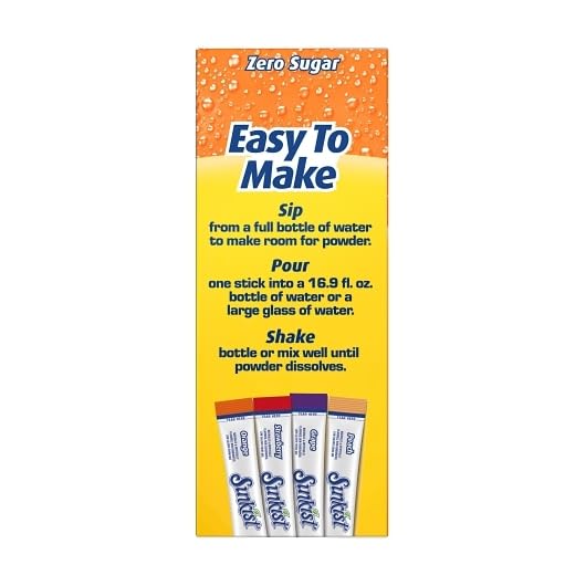 Sunkist Zero Sugar Variety Pack Singles-to-Go Powdered Drink Mix, 30