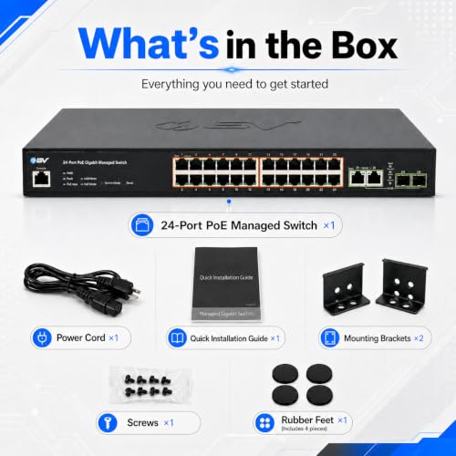 Image of BV-Tech 24-Port Gigabit PoE+ Managed Switch with 2 Ethernet & 2 SFP Uplinks | High-Performance, NDAA Compliant | POE-SW2404G-MG-PLUS
