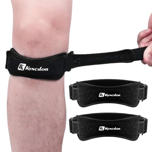 HORREX 2 Pièces Genouillere Arthrose Genou, Réglables Genouillère Sport, Sangle de Maintien Genouillere Ligamentaire Genou, Confortables Genouillère Rotulienne pour Le Cyclisme La Course Pied Volley