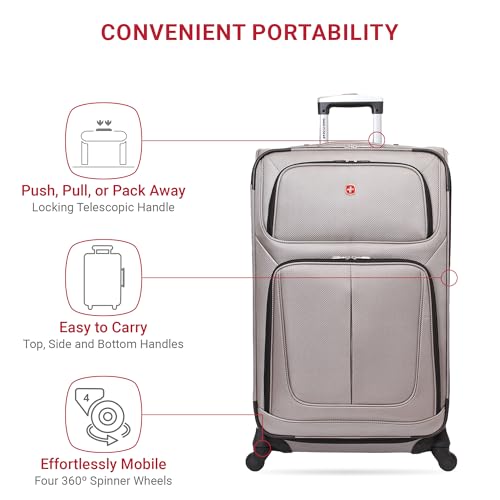 SwissGear Sion Softside Expandable Luggage, Pewter, Checked-Large 29-Inch2