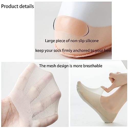 5 Pairs Invisible Ice Silk Breathable No Show Socks, Ultra Low Cut Liner Non Slip Hidden for Women4
