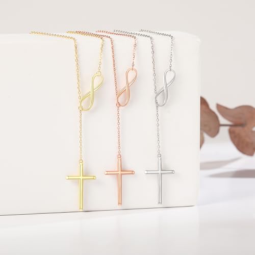 My Daily Styles 925 Sterling Silver InfinitySilver Cross Necklaces For Women - Cross Pendants 3 Color Styles Religious Jewelry with Adjustable Chain - Top Gifting Idea4