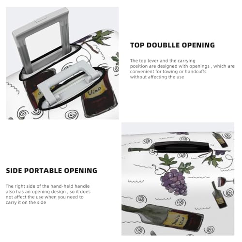 Wine Bottles And Grapes For Travel Luggage Cover Suitcase Protector Fits 18-32 Inch Travel Luggage Protector Elastic Luggage Anti-Scratch Suitcase Cover3