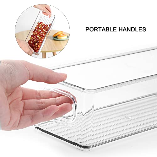 Stackable-Plastic-Food-Storage-Bin-with-Handles-for-Kitchen-Pantry-Cabinet-Refrigerator-Freezer-Organizer-for-Fruit-Yogurt-Squeeze-Pouches-BPA-Free-10-Long-2-Pack--Clear