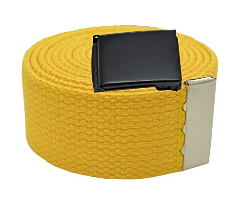 ACCmall Plain Canvas Military Web Belt & Black Flip Buckle