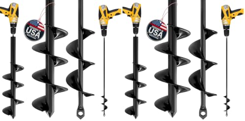 Image of K-Brands Auger Drill Bit for Planting 4 Pack 1.6 x 16 Inch & 3.5 x 16 Inch Set - Garden Spiral Hole and Bulb Planter Tool for Umbrella Holes - Compatible with 3 /8 Inch Hex Drive