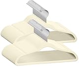 TechZoo 50 Premium Kids Velvet Hangers - 14' Non-Slip Clothes Hangers for Kids & Preteens - Ultra Slim, Space-Saving, Strong & Durable Hangers with 360° Swivel Hook - Ivory