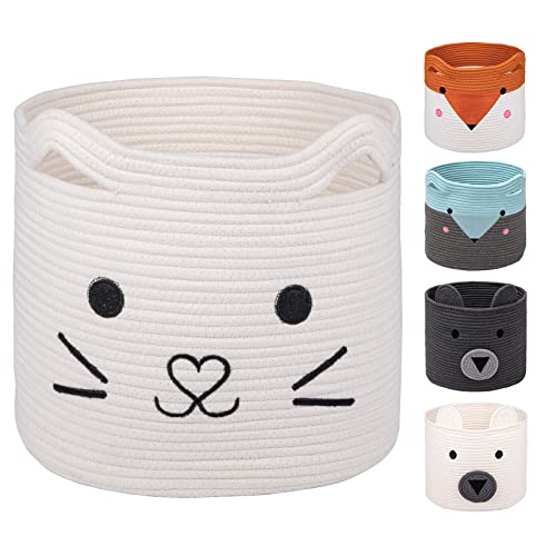 AXHOP Cajas almacenaje Cesto ropa sucia, 33x33 Cesta de almacenamiento de juguetes para niños, kallax, Ropa. Bonita cesta de lavandería con animales, cesta de regalo para bebé, gato, perro Cover