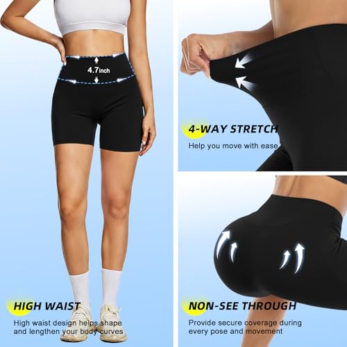 Image of FULLSOFT High Waisted Biker Shorts for Women-5 inch Tummy Control Fitness Athletic Workout Running Yoga Gym Shorts
