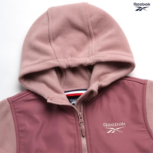 Image of Reebok Girls Fleece Jacket - Weather Resistant Lightweight Polar Fleece Line Zip Up Fleece Jacket for Girls Outerwear Coats