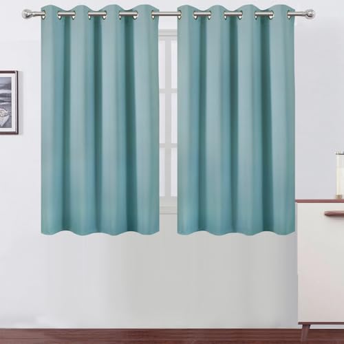 Image of LEMOMO Stone Blue Thermal Blackout Curtains /52 x 45 Inch /Set of 2 Panels Room Darkening Curtains