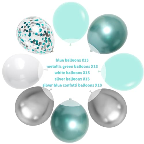 Image of Teal and Blue Balloons, 70-pack Teal Balloons for Party