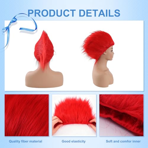 Image of Unisex Funny Red Wig Crazy Wigs for Adults Halloween Costume Wig and Party Pelucas (Red, Medium)