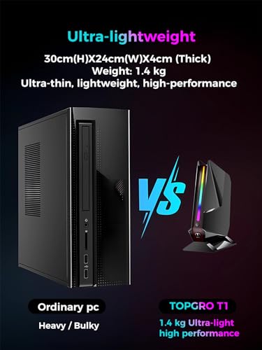 Image of TOPGRO T1-Pro Mini Gaming PC Core i9-13900HK /RTX4060 8G GDDR6, Gaming Computer 32GB RAM DDR5, 1TB PCIe4.0 SSD, Adjustable RGB Light, WiFi6E /BT5.3 /2.5G LAN 4K@60Hz Win11 Pro High-Performance Desktop PC