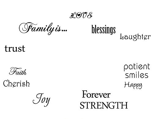 Family Wall Decals~Set of 12 Family Words Quote Art Stickers Wall Decal (No Photos and Frames Included)