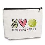 kdxpbpz Tennis Gifts Tennis Pouch Bag Inspirational Gifts for Women, Gifts for Tennis Lovers Players Birthday Gift for Coach Best Friend Sister - Peace Love Tennis Makeup Bag