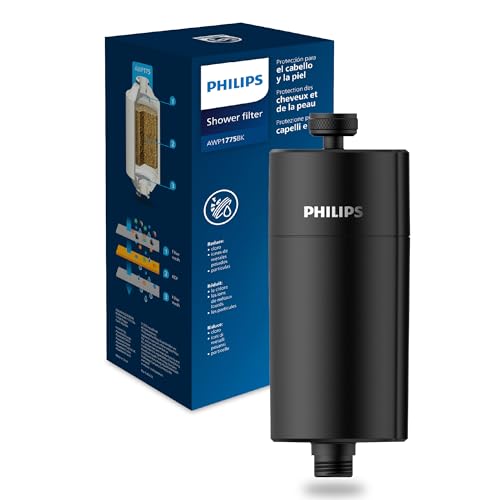 Philips Water filtro de ducha en línea con 1 cartucho – capacidad de filtración de 50.000 L, reduce hasta un 99% de cloro, compatible con todas las mangueras y grifos estándar, blanco