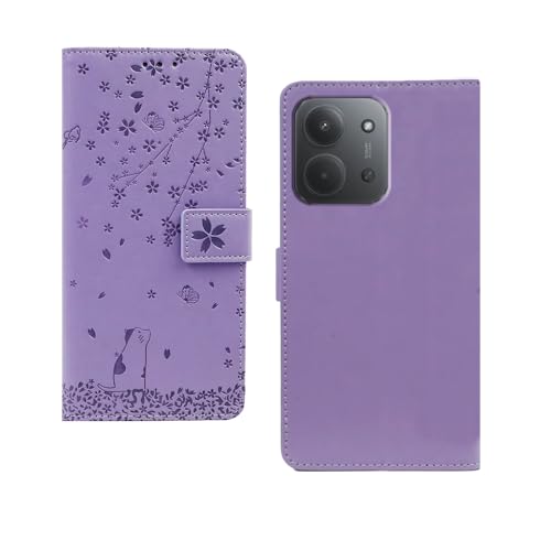 Image of amazon basics Redmi 15C 5G Flip Cover | Card Pockets Wallet & Stand | Flip Cover for Redmi 15C 5G (Purple Tree)