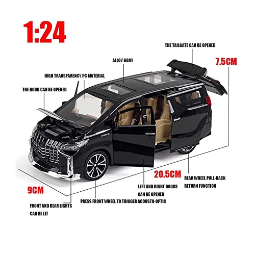 Image of Alloy Car Model Diecasts Metal Toy with Sound /Light /Pull-Back Off-Road Vehicles Car Model Collection Kids Toys Gift Multicolor Pack of 1 (1:24 Alphard Black)