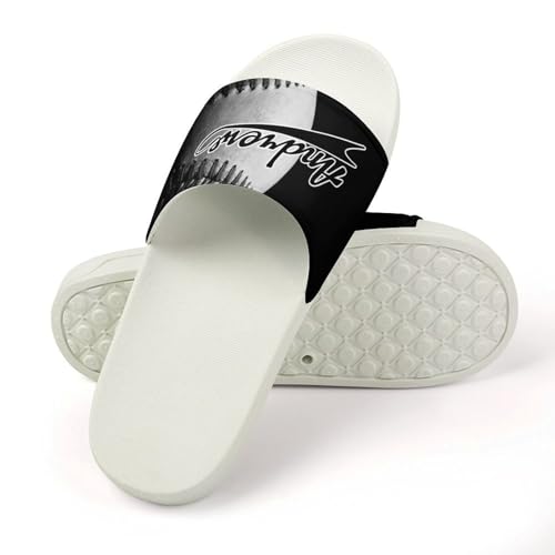 Custom Sports Slides Personalized Slippers - Baseball Sandals Quick Drying Softball Slippers Indoor Outdoor,Gifts for Men Youth Boy (White,Style 37)4