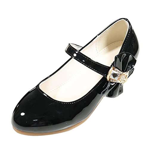 Cute Shoes for Girls Size 13 Fashion Kids Children Girls Spring PU Princess Dance Party Dress (Black, 12 Little Child)