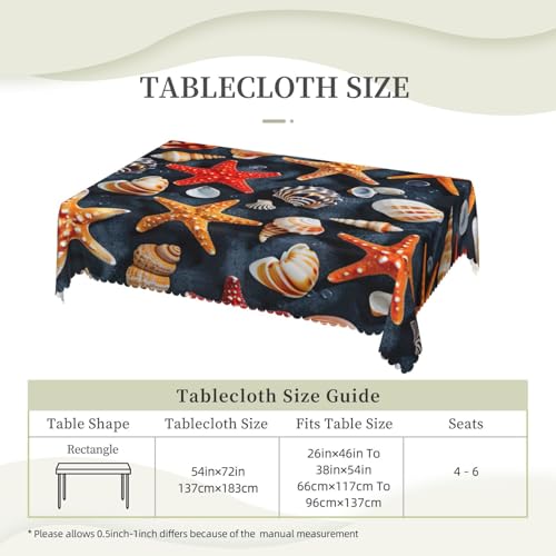 Nappe rectangulaire lavable motif étoiles de mer imprimé haute définition durable - 7