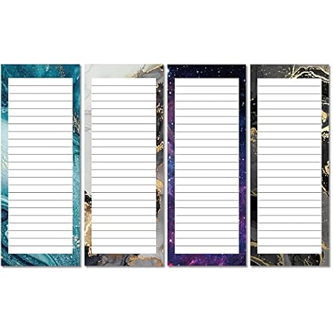 WAVEYU Marble Design Magnetic Refrigerator Notepads for Grocery, Shopping to-Do Lists, Memos 50 Sheets Per Notepad, 9 x 3.5 inch, 4 Pack, Dark Marble Designs Cover