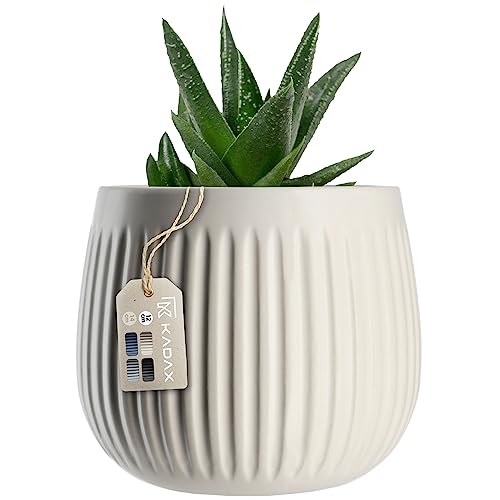 KADAX Maceta, maceta de cerámica con relieve decorativo, maceta en 4 variantes de color, maceta para plantas de interior de cerámica, maceta en diseño atemporal (12 cm, blanco)