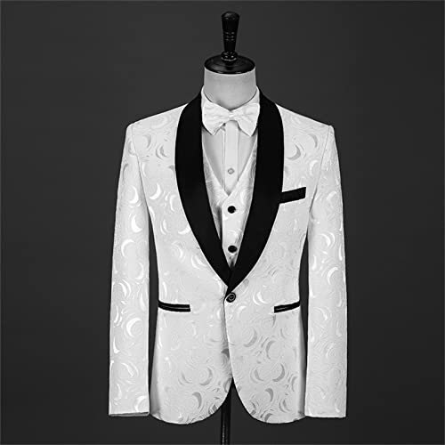 Men's 3 Piece Jacquard Suit 1 Button Shawl Lapel Paisley Tuxedo Set Stylish Slim Jacket Vest Pants with Bow Tie2