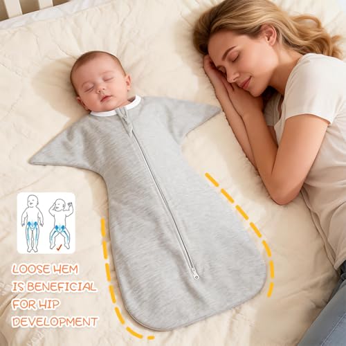 Image of SNOWIE SOFT Baby Swaddles for Newborns 0-6 Months, Soft Bamboo Fiber Baby Swaddle Wrap for Newborns Arms Up Baby Sleeping Blanket Zip Baby Sleeping Bag Newborn Sleep Sacks for Startle Reflex