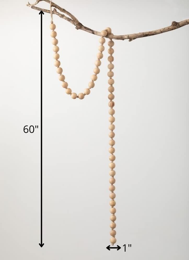 Miniatura 3 de Sullivans Guirnalda de cuentas de madera bronceada de 5 pies, decoración rústica de estilo bohemio campestre, perfecta para bodas, chimeneas,
