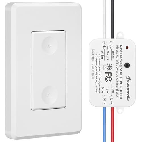 DEWENWILS Wireless Remote Light Switch, Expandable Wireless Wall Switch Kit, No Wiring, No WiFi, 100 Ft RF Range, Programmable, Remote Control Light Fixture for Lamps, Ceiling Lights, Fans 1
