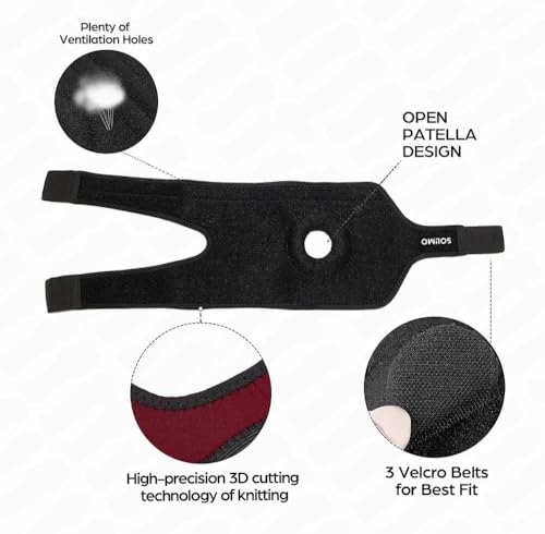 Image of Amazon Brand - Solimo Open Patella Support for Arthritis, Ligament Strain, Joint Comfort & Everyday Stability | Adjustable Compression Knee Wear for Men & Women Universal