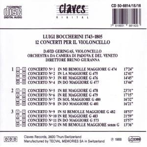 Luigi Boccherini: 12 Concerti Per Il Violoncello