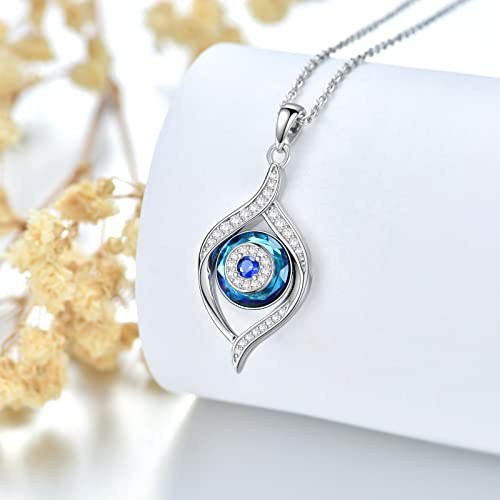 Evil Eye Necklace Sterling Silver Blue/Purple/White/Multi Eyes Pendant Necklace Luck Amulet Ojo Turco Jewelry Gift for Women Girls Daughter Mother3