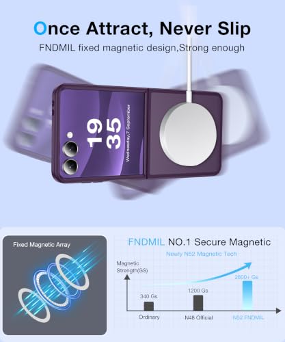 Image of NO.1 Magnetic for Samsung Galaxy Z Flip 7 Case Compatible with MagSafe [Military Grade Drop Tested][Translucent Matte][Anti-Fingerprint] Soft Silicone Bumper for Samsung Flip 7 Case Slim,Purple