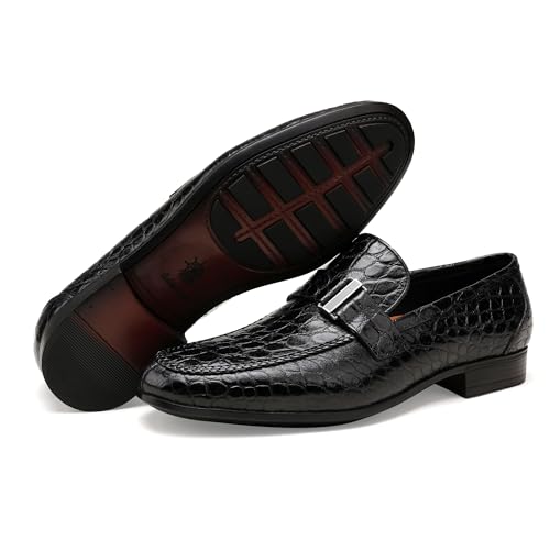 Classic Leather Dress Shoes for Men, Premium Alligator Printed Bussiness Dress Slip on Loafer for Mens4