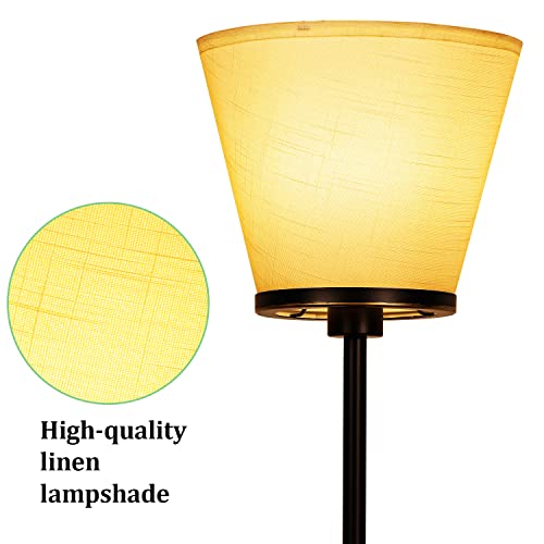 Floor Lamp For Living Room, Simple Modern Black Floor Lamp For Bedroom Office, 3 Color Temperatures Tall Standing Floor Lamp With Foot Switch, (9W Led Bulb, White Lampshade Included). #TOP3