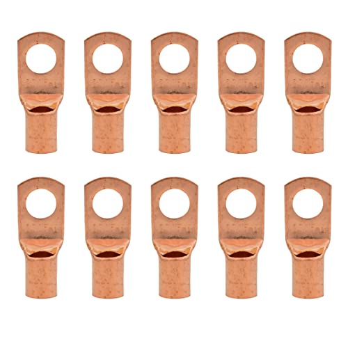 The Wires Zone 4 Gauge AWG Uninsulated Pure Copper Lugs Ring Terminals Connectors 5/16