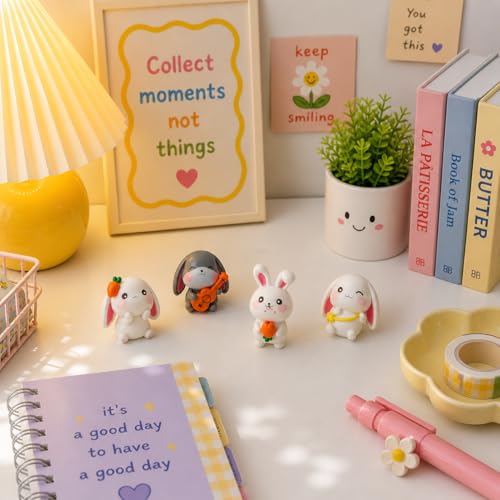Image of ZAICUS Rabbit Miniature Figurines Set for Home Decor | Cute Bunny Showpiece Set for Desk, Shelf, Study Table, Room Decoration & Gift Item (Set of 4)