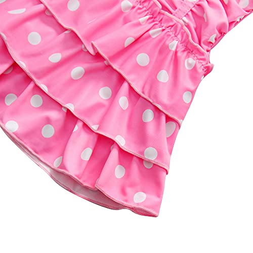 Qyqkfly Polka Dot Girls Kids Bathing Suits Adjustable Swimsuits Swim Dress (Pink, 13-15 Years) #TOP7
