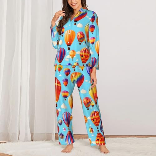 Ensemble pyjama 2 pièces confortable vêtements de nuit imprimé montgolfières