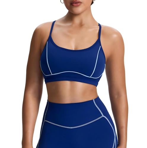 Image of Aoxjox Lexi Lined Sports Bra | color blocking, adjustable straps, women's workout fitness training gym yoga crop tank, moisture-wicking