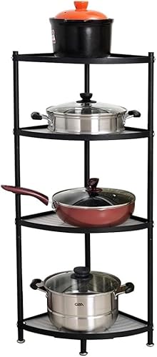 Baotkere Kitchen Corner Pot Rack, Stackable Multi Layer Free Standing Metal Shelf Stainless Steel Cookware Organizer, Height Adjustable Storage Countertop Holder