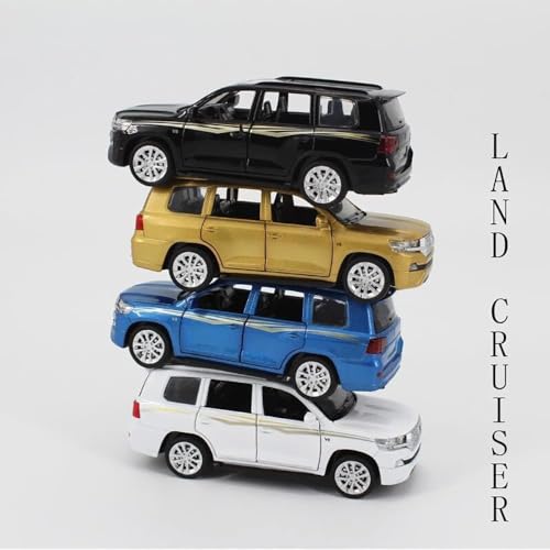 Image of Alloy Metal Pull Back Die-Cast Car 1:32 Land Cruiser Toy Car Diecast Metal Pullback Toy Car With Openable 4 Doors, Light Music Boys Gifts Toys (White)