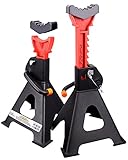 Rajvia Steel Jack Stands 3 Ton (6,000 lb) Capacity, Double Locking with Anti-Slip Gear Sleeve, Black, 1 Pair (3 Ton)