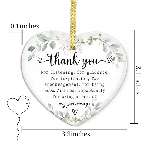 GOSSBY Heart-Shaped Thank You Ornament - Thank You Gift for Women - Christmas, Appreciation Gift for Teacher, Coworker, Employee, Boss, Friend - Christmas Tree Ornament Decor Idea 2025